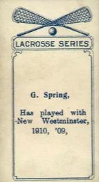 1910 Imperial Tobacco Lacrosse Color (C60) #58 Gordon Spring Back